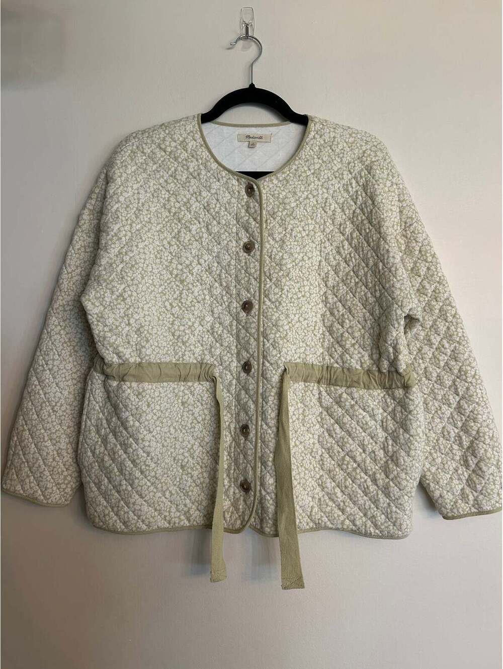 Madewell Quilted Sage Green Tie Jacket S